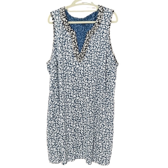 Lands’ End Mandarin Collar Floral Print Shift Dress 2X - Picture 1 of 5